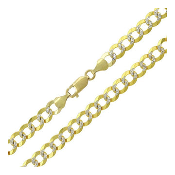 3MM 080 Pave Curb Yellow Gold .925 Sterling Silver Length 7"-30" Inches